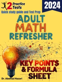 Adult Math Refresher Formula Sheet and Key Points: Quick Study Guide + Two Practice Tests