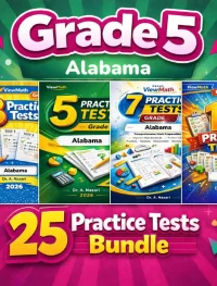 Alabama ACAP Grade 5 Math Practice Tests Bundle: 25 Unique Full-Length Tests
