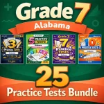 Alabama Grade 7 Math Practice Tests Bundle: 25 Unique Full-Length Tests
