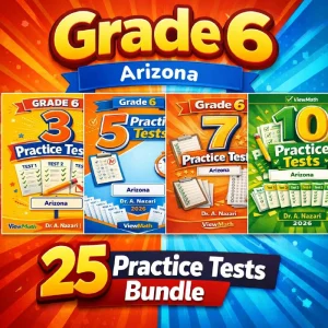 Arizona AASA Grade 6 Math Practice Tests Bundle: 25 Unique Full-Length Tests