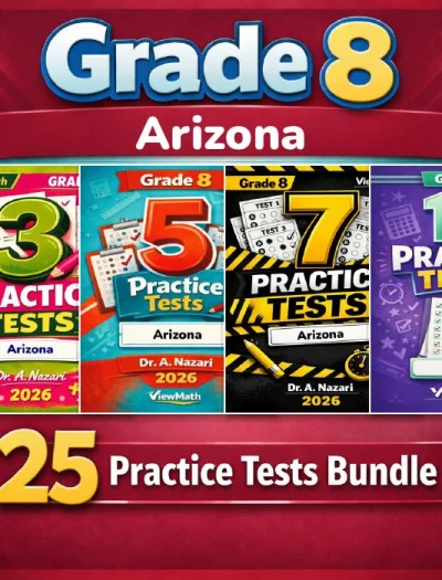 Arizona AASA Grade 8 Math Practice Tests Bundle: 25 Unique Full-Length Tests
