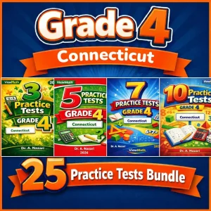 Connecticut SBAC Grade 4 Math Practice Tests Bundle: 25 Unique Full-Length Tests