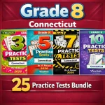 Connecticut SBAC Grade 8 Math Practice Tests Bundle: 25 Unique Full-Length Tests