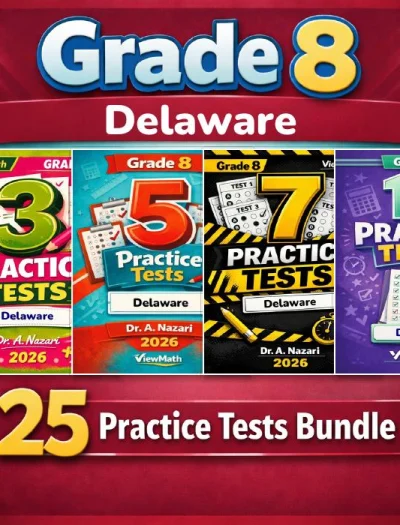 Delaware DeSSA Grade 8 Math Practice Tests Bundle: 25 Unique Full-Length Tests