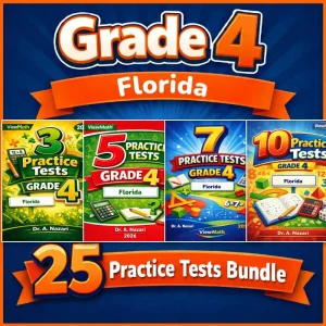 Florida FAST Grade 4 Math Practice Tests Bundle: 25 Unique Full-Length Tests