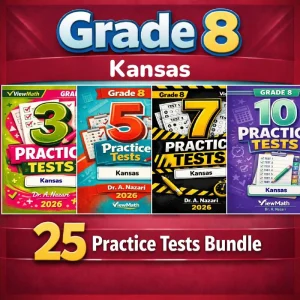 Kansas KAP Grade 8 Math Practice Tests Bundle: 25 Unique Full-Length Tests
