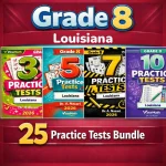 Louisiana LEAP 2025 Grade 8 Math Practice Tests Bundle: 25 Full-Length Tests