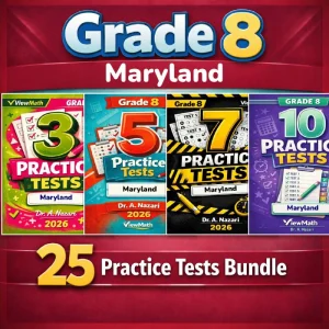 Maryland MCAP Grade 8 Math Practice Tests Bundle: 25 Unique Full-Length Tests