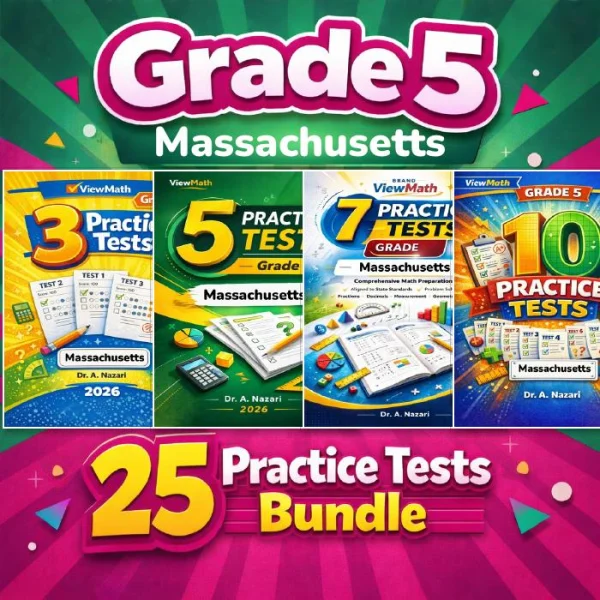 Massachusetts MCAS Grade 5 Math Practice Tests Bundle: 25 Full-Length ...