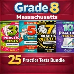 Massachusetts MCAS Grade 8 Math Practice Tests Bundle: 25 Full-Length Tests