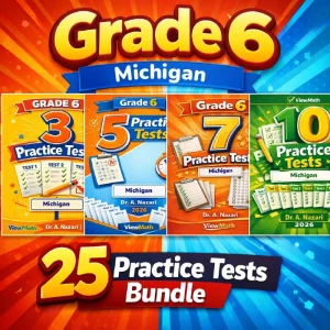 Michigan M-STEP Grade 6 Math Practice Tests Bundle: 25 Unique Full-Length Tests