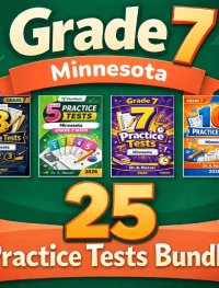 Minnesota Grade 7 Math Practice Tests Bundle: 25 Unique Full-Length Tests