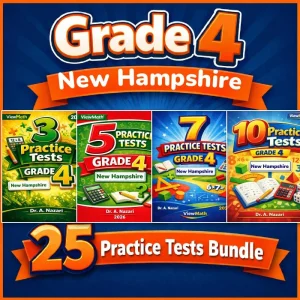 New Hampshire NH SAS Grade 4 Math Practice Tests Bundle: 25 Full-Length Tests