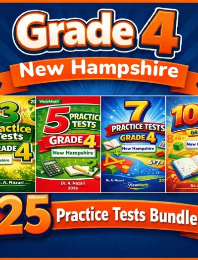 New Hampshire NH SAS Grade 4 Math Practice Tests Bundle: 25 Full-Length Tests