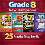 New Hampshire NH SAS Grade 8 Math Practice Tests Bundle: 25 Full-Length Tests