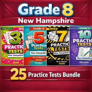 New Hampshire NH SAS Grade 8 Math Practice Tests Bundle: 25 Full-Length Tests