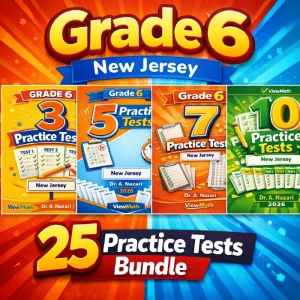 New Jersey NJSLA Grade 6 Math Practice Tests Bundle: 25 Unique Full-Length Tests