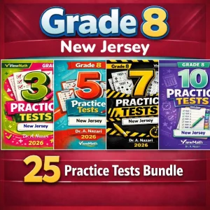 New Jersey NJSLA Grade 8 Math Practice Tests Bundle: 25 Unique Full-Length Tests