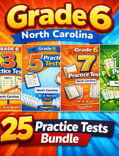 North Carolina NC EOG Grade 6 Math Practice Tests Bundle: 25 Full-Length Tests
