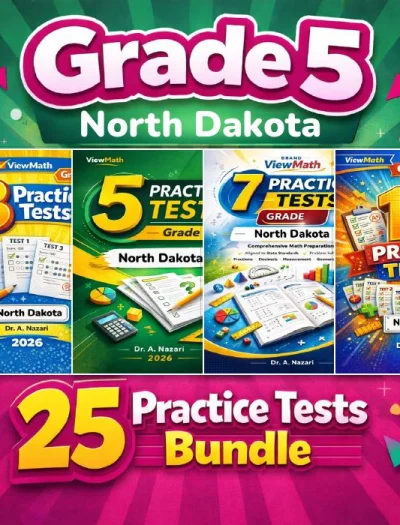 North Dakota NDSA Grade 5 Math Practice Tests Bundle: 25 Full-Length Tests
