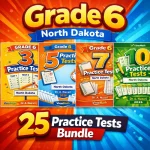 North Dakota NDSA Grade 6 Math Practice Tests Bundle: 25 Full-Length Tests