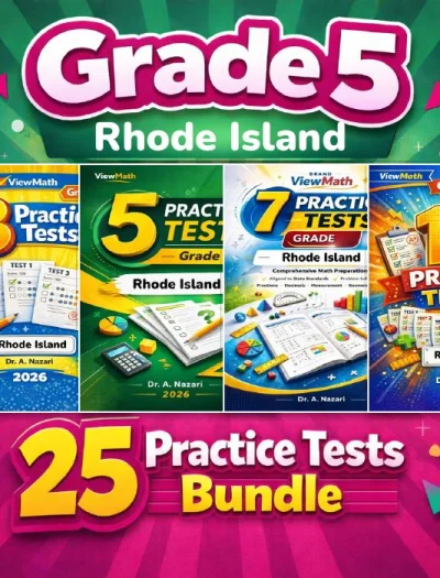 Rhode Island RICAS Grade 5 Math Practice Tests Bundle: 25 Full-Length Tests