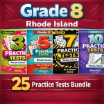 Rhode Island RICAS Grade 8 Math Practice Tests Bundle: 25 Full-Length Tests