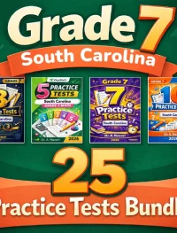 South Carolina Grade 7 Math Practice Tests Bundle: 25 Unique Full-Length Tests