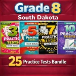 South Dakota SBA Grade 8 Math Practice Tests Bundle: 25 Unique Full-Length Tests