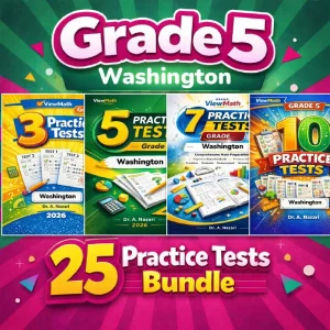 Washington SBA Grade 5 Math Practice Tests Bundle: 25 Unique Full-Length Tests