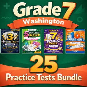 Washington Grade 7 Math Practice Tests Bundle: 25 Unique Full-Length Tests