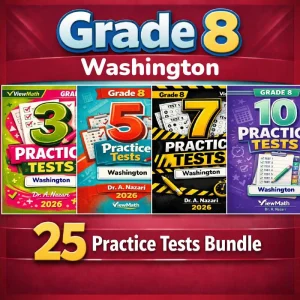 Washington SBA Grade 8 Math Practice Tests Bundle: 25 Unique Full-Length Tests