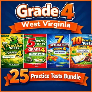 West Virginia WVGSA Grade 4 Math Practice Tests Bundle: 25 Full-Length Tests
