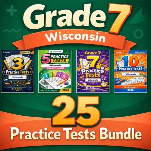 Wisconsin Grade 7 Math Practice Tests Bundle: 25 Unique Full-Length Tests