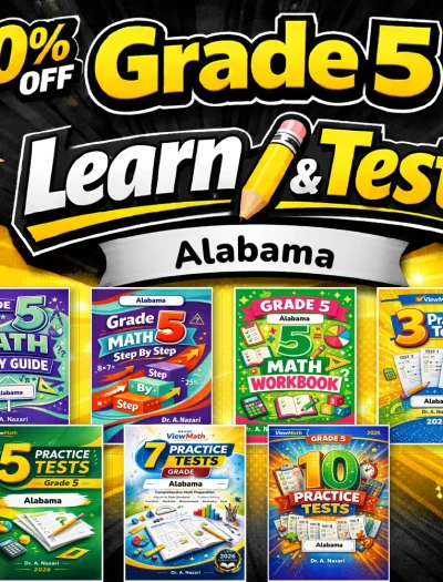 Alabama ACAP Grade 5 Math Learn & Test Bundle: 3 Guides, Workbook & 25 Tests