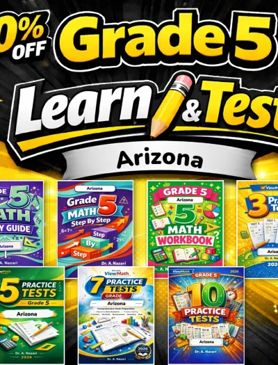 Arizona AASA Grade 5 Math Learn & Test Bundle: 3 Guides, Workbook & 25 Tests