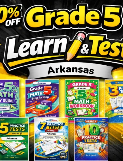 Arkansas ATLAS Grade 5 Math Learn & Test Bundle: 3 Guides, Workbook & 25 Tests