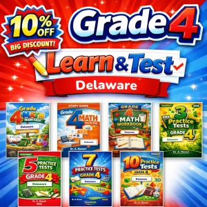 Delaware DeSSA Grade 4 Math Learn & Test Bundle: 3 Guides, Workbook & 25 Tests