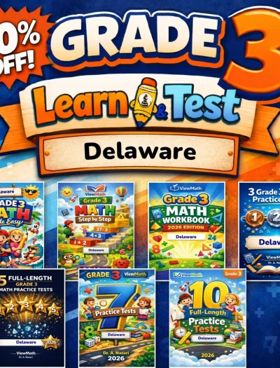Delaware DeSSA Grade 3 Math Learn & Test Bundle: 3 Guides, Workbook & 25 Tests