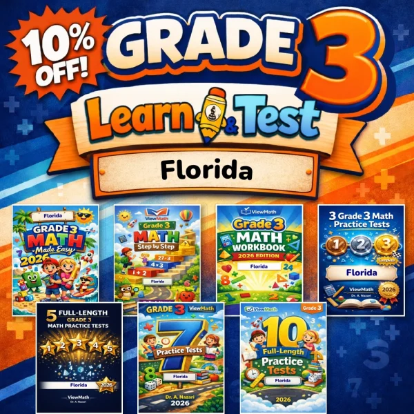 Florida FAST Grade 3 Math Learn & Test Bundle: 3 Guides, Workbook & 25 ...