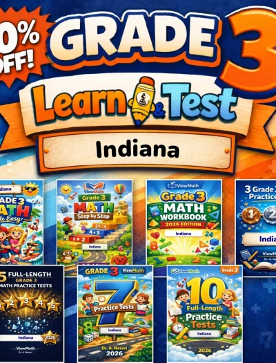 Indiana ILEARN Grade 3 Math Learn & Test Bundle: 3 Guides, Workbook & 25 Tests