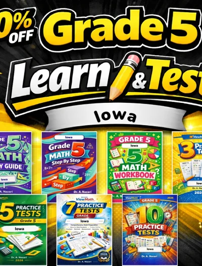 Iowa ISASP Grade 5 Math Learn & Test Bundle: 3 Guides, Workbook & 25 Tests