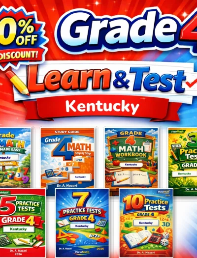 Kentucky KSA Grade 4 Math Learn & Test Bundle: 3 Guides, Workbook & 25 Tests
