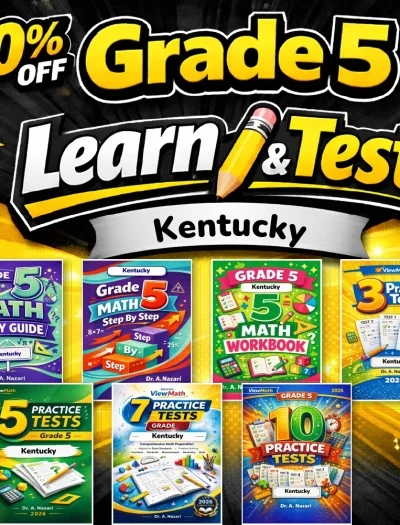 Kentucky KSA Grade 5 Math Learn & Test Bundle: 3 Guides, Workbook & 25 Tests
