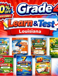 Louisiana LEAP 2025 Grade 4 Math Learn & Test Bundle: 7 Books & 25 Tests