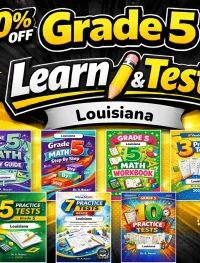 Louisiana LEAP 2025 Grade 5 Math Learn & Test Bundle: 7 Books & 25 Tests