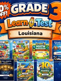 Louisiana LEAP 2025 Grade 3 Math Learn & Test Bundle: 7 Books & 25 Tests