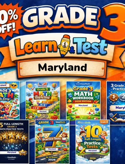 Maryland MCAP Grade 3 Math Learn & Test Bundle: 3 Guides, Workbook & 25 Tests