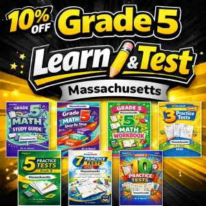 Massachusetts MCAS Grade 5 Math Learn & Test Bundle: 7 Books & 25 Tests