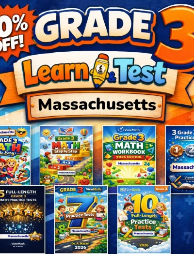 Massachusetts MCAS Grade 3 Math Learn & Test Bundle: 7 Books & 25 Tests
